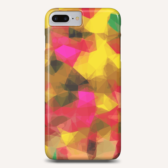 psychedelic geometric polygon shape pattern abstract in pink yellow green Phone Case by Timmy333