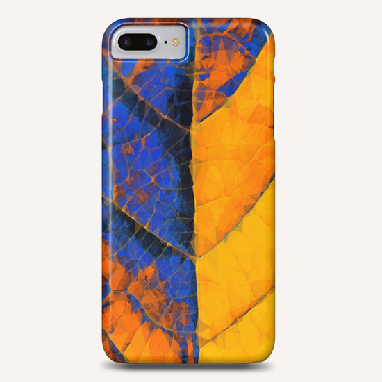 closeup leaf texture geometric triangle abstract pattern in blue orange yellow Phone Case by Timmy333