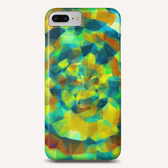 psychedelic geometric polygon pattern abstract in blue yellow green brown Phone Case by Timmy333