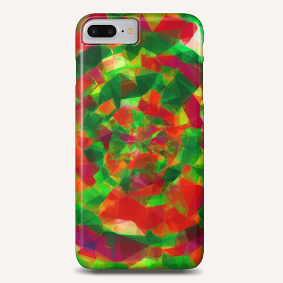 psychedelic geometric polygon pattern abstract in red green pink Phone Case by Timmy333