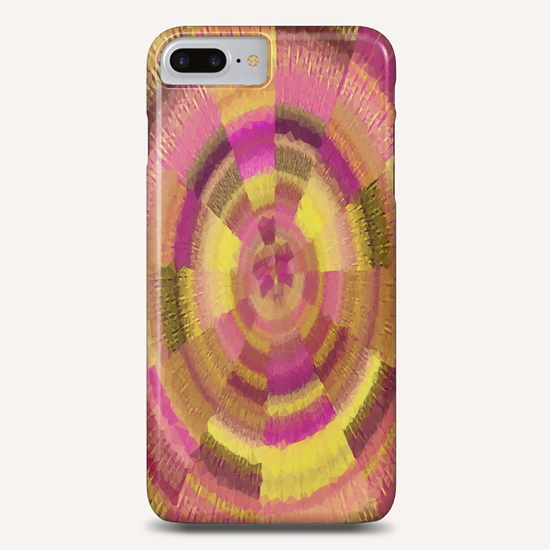 geometric polygon abstract pattern in pink and yellow Phone Case by Timmy333