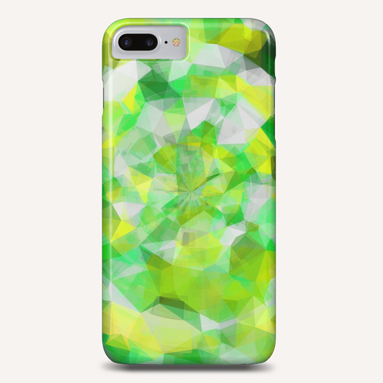 geometric polygon abstract pattern in green and yellow Phone Case by Timmy333