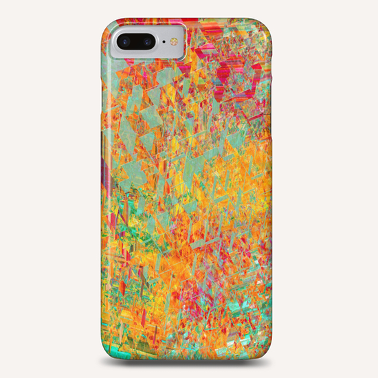 psychedelic fractal geometric triangle abstract pattern in orange yellow green blue red Phone Case by Timmy333