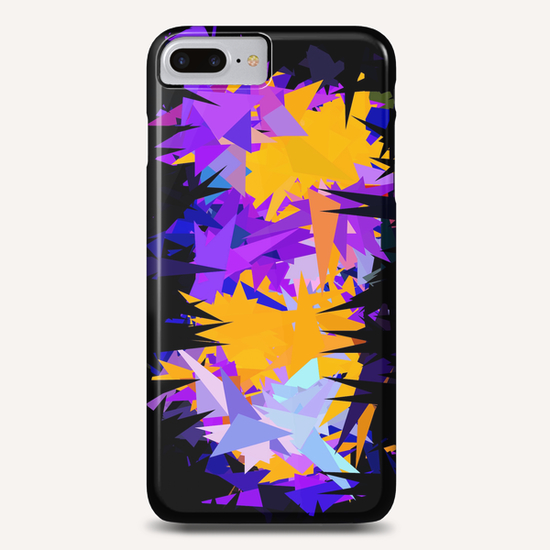 geometric triangle pattern abstract in purple yellow blue with black background Phone Case by Timmy333