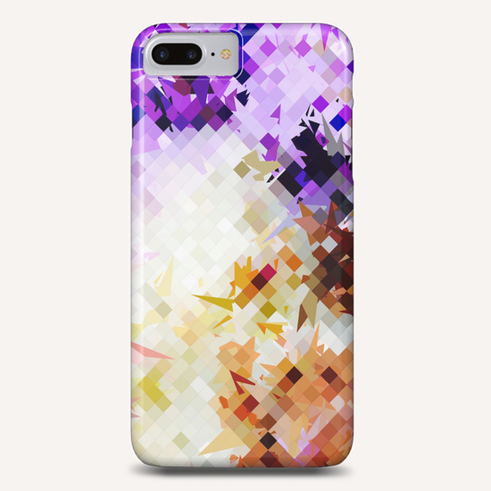 geometric square pixel pattern abstract background in purple brown Phone Case by Timmy333