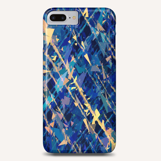 splash geometric triangle pattern abstract background in blue and yellow Phone Case by Timmy333