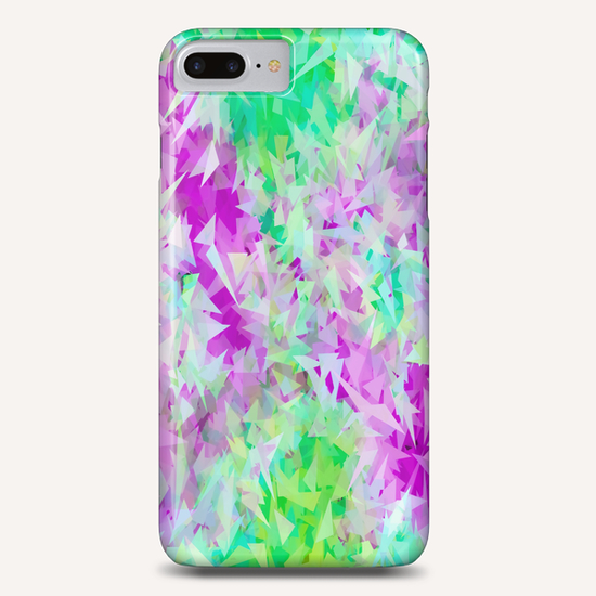 psychedelic geometric triangle abstract pattern in purple and green Phone Case by Timmy333