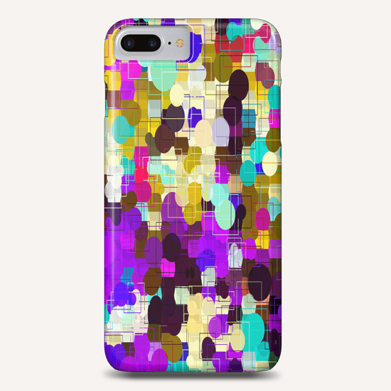 psychedelic geometric circle pattern and square pattern abstract in pink purple yellow blue Phone Case by Timmy333