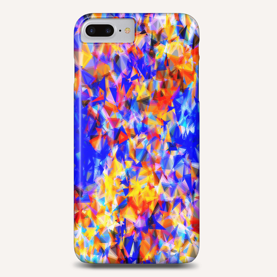 psychedelic geometric triangle abstract pattern in blue orange yellow Phone Case by Timmy333