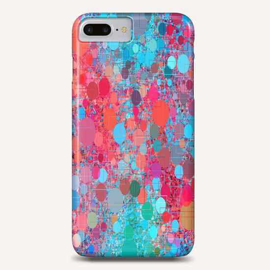 psychedelic geometric circle pattern and square pattern abstract in pink red blue Phone Case by Timmy333