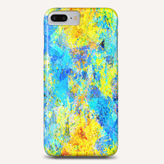 psychedelic geometric abstract pattern in yellow and blue Phone Case by Timmy333