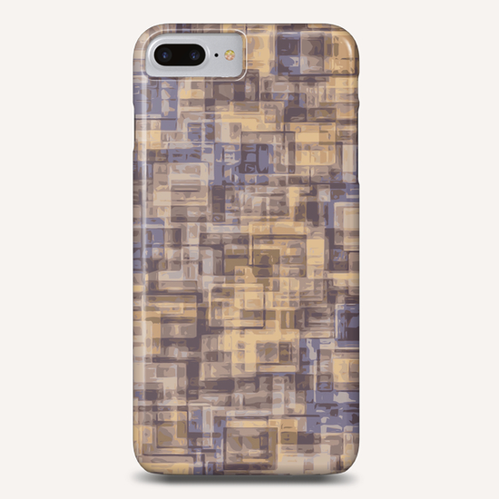 psychedelic geometric square pattern abstract in brown and blue Phone Case by Timmy333