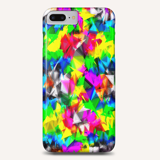 psychedelic geometric triangle abstract pattern in pink green yellow blue red Phone Case by Timmy333