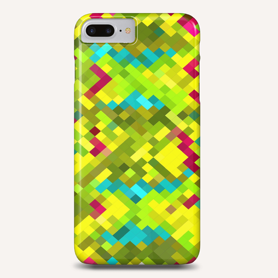 square pixel pattern abstract in yellow green blue red Phone Case by Timmy333