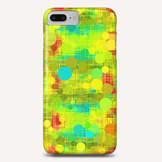 psychedelic geometric circle and square pattern abstract in yellow green blue red Phone Case by Timmy333