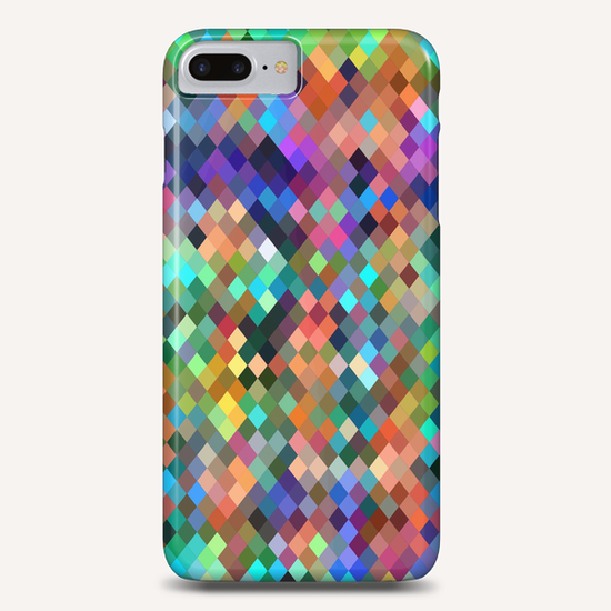 geometric square pixel pattern abstract in orange blue purple pink green yellow Phone Case by Timmy333