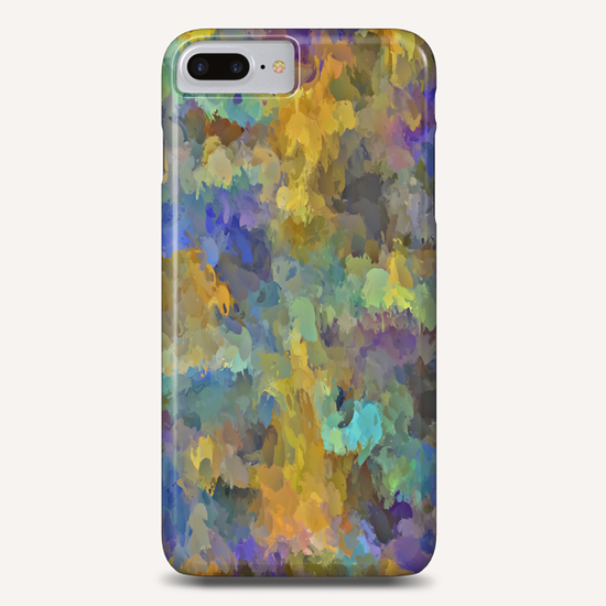 psychedelic painting abstract pattern in yellow brown blue Phone Case by Timmy333