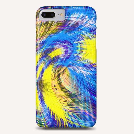 geometric psychedelic splash abstract pattern in blue and yellow Phone Case by Timmy333