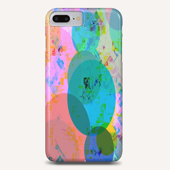 geometric circle pattern abstract in blue pink green yellow Phone Case by Timmy333