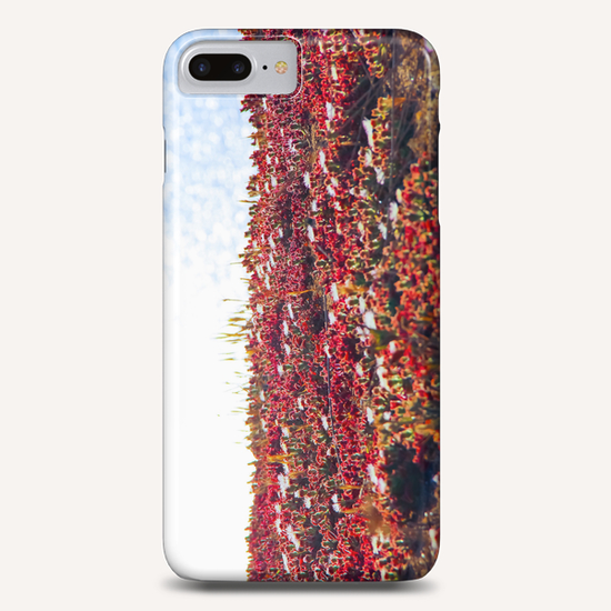 closeup red flower with blue ocean background in summer Phone Case by Timmy333