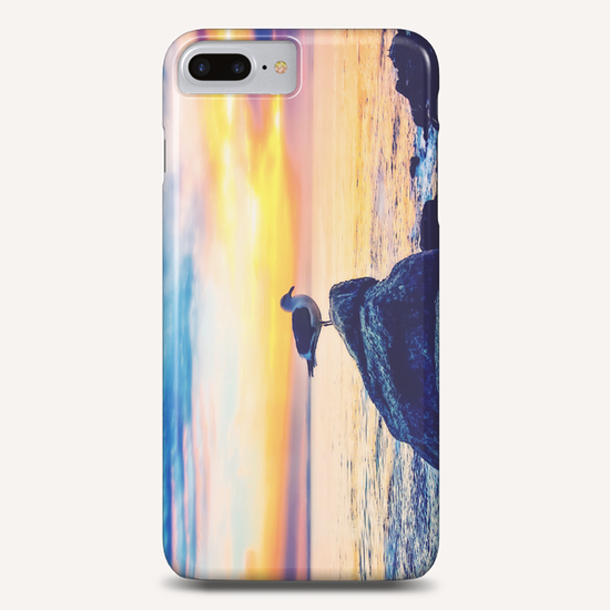 bird on the stone with ocean sunset sky background Phone Case by Timmy333