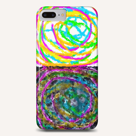 colorful circle pattern drawing abstract with black and white background Phone Case by Timmy333