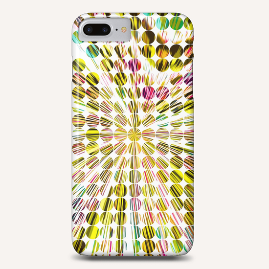 geometric circle abstract pattern in yellow pink blue Phone Case by Timmy333