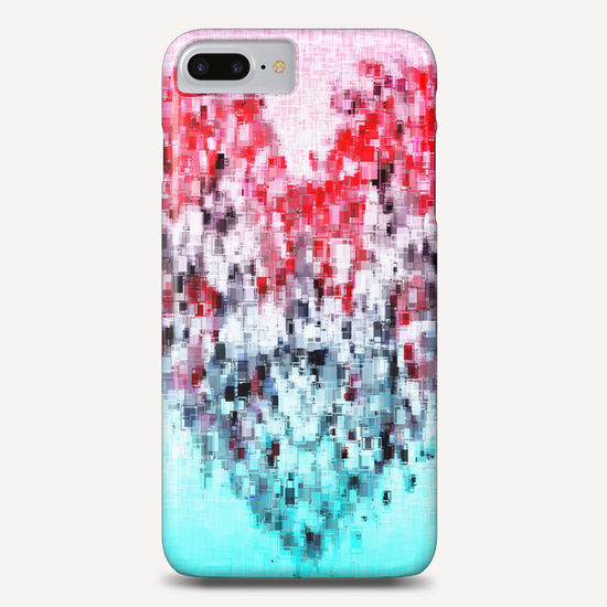 geometric square pattern heart shape abstract background in red pink blue Phone Case by Timmy333