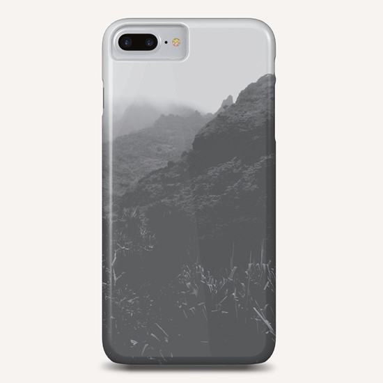 mountain in the forest with foggy sky in black and white Phone Case by Timmy333