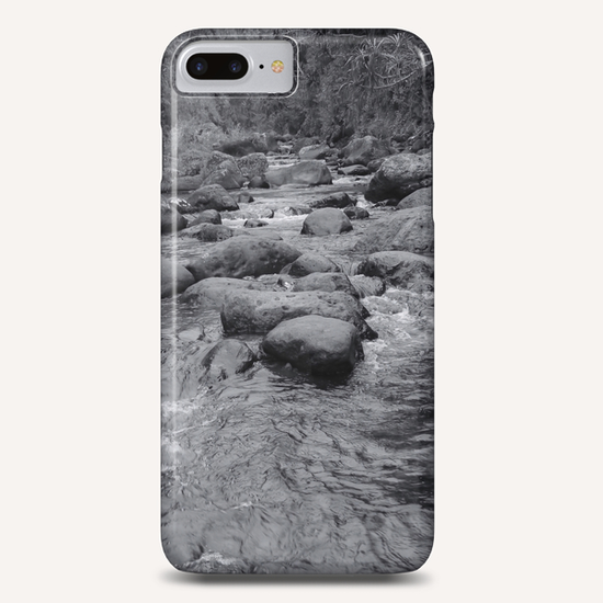 river in the forest with tree in black and white Phone Case by Timmy333