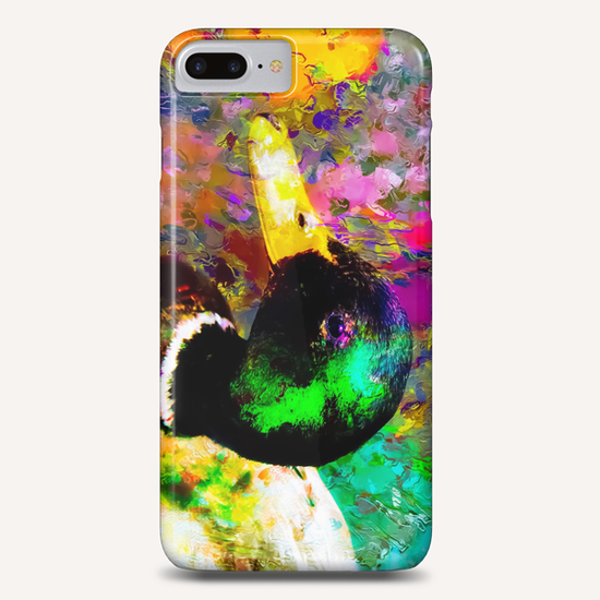 mallard duck with pink green brown purple yellow painting abstract background Phone Case by Timmy333