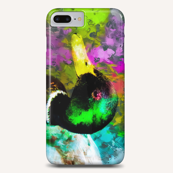 mallard duck with pink blue green yellow painting abstract background Phone Case by Timmy333