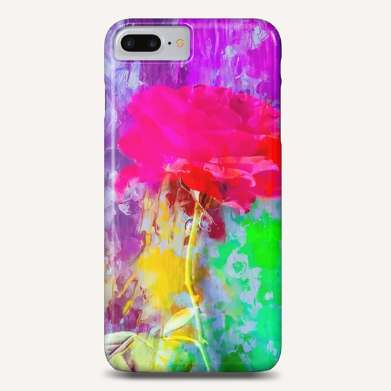 red rose with pink purple blue green yellow painting abstract background Phone Case by Timmy333