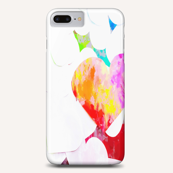 heart shape pattern with red pink blue yellow orange painting abstract background Phone Case by Timmy333