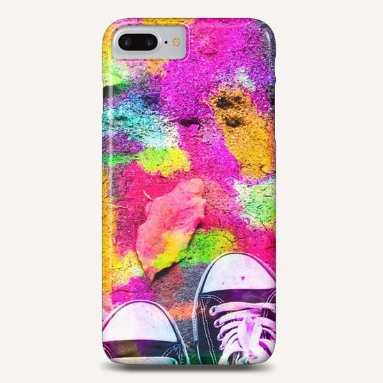 canvas shoes with colorful painting abstract in pink yellow green blue Phone Case by Timmy333