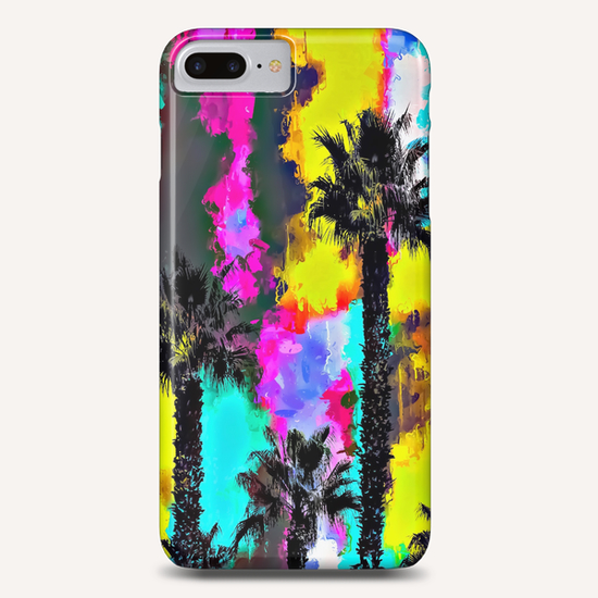 palm tree pattern with painting texture abstract in green blue yellow pink Phone Case by Timmy333