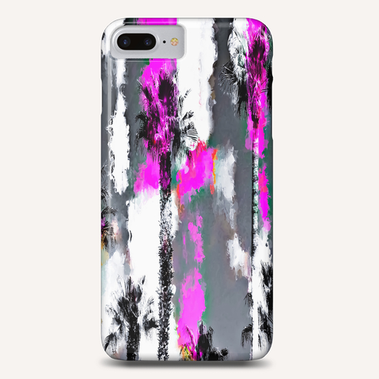 palm tree with splash painting texture abstract background in pink and black Phone Case by Timmy333