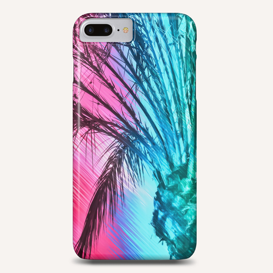 isolate palm tree with painting abstract background in pink and blue Phone Case by Timmy333