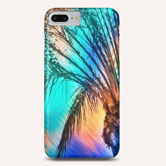 isolate palm tree with painting abstract background in green blue orange Phone Case by Timmy333