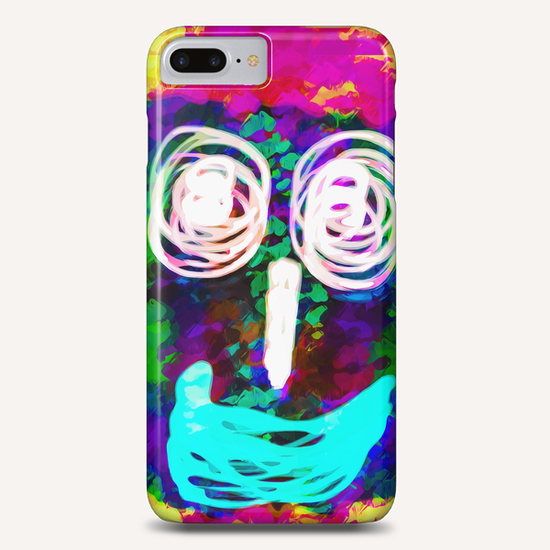 funny face with blue lip and pink green blue kisses abstract background Phone Case by Timmy333