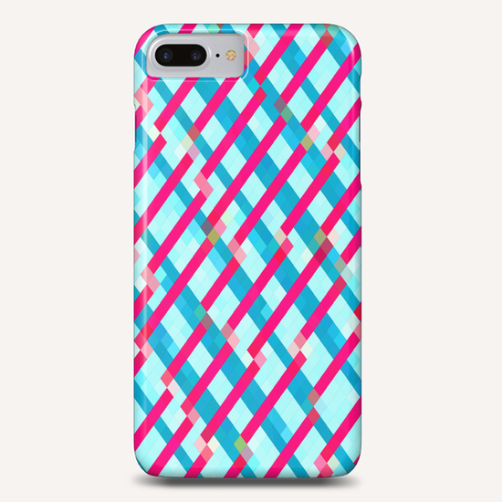 geometric pixel square pattern abstract background in blue pink Phone Case by Timmy333