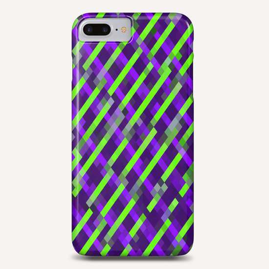 geometric pixel square pattern abstract background in purple green Phone Case by Timmy333