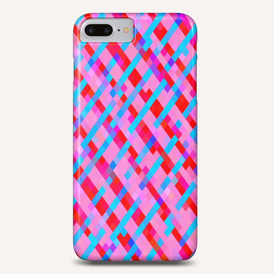 geometric pixel square pattern abstract background in pink blue red Phone Case by Timmy333