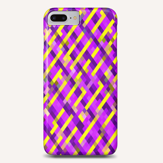 geometric pixel square pattern abstract background in pink purple yellow Phone Case by Timmy333