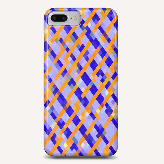 geometric pixel square pattern abstract background in orange blue purple Phone Case by Timmy333