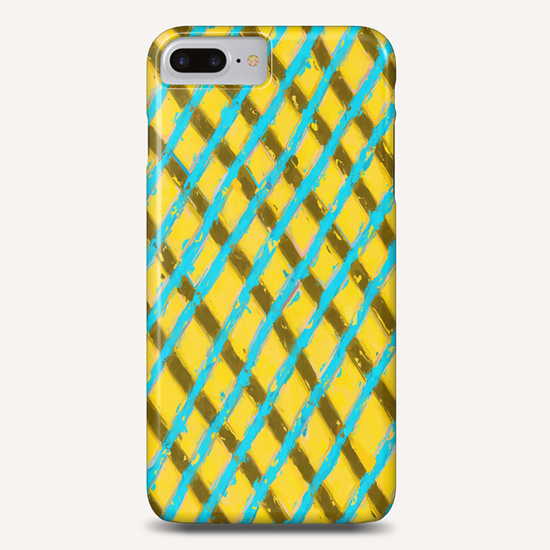 line pattern painting abstract background in yellow blue brown Phone Case by Timmy333