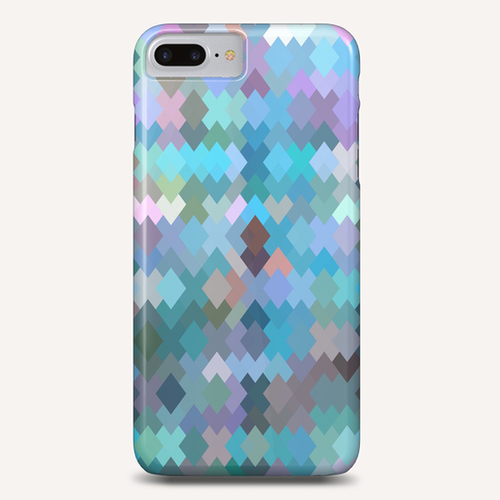 geometric square pixel pattern abstract in blue and pink Phone Case by Timmy333