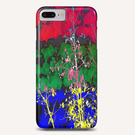 tree branch with leaf and painting texture abstract background in red green blue pink yellow Phone Case by Timmy333