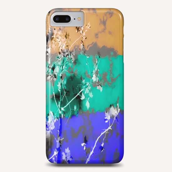 tree branch with leaf and painting abstract background in brown blue green black Phone Case by Timmy333