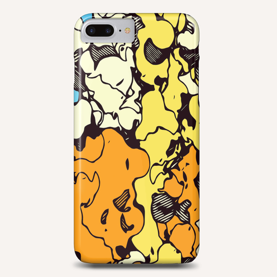 psychedelic graffiti painting abstract in orange yellow and blue Phone Case by Timmy333